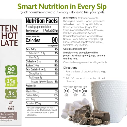 Image of BariWise Protein Hot Chocolate with Casein - 7ct (Chocolate Marshmallows)