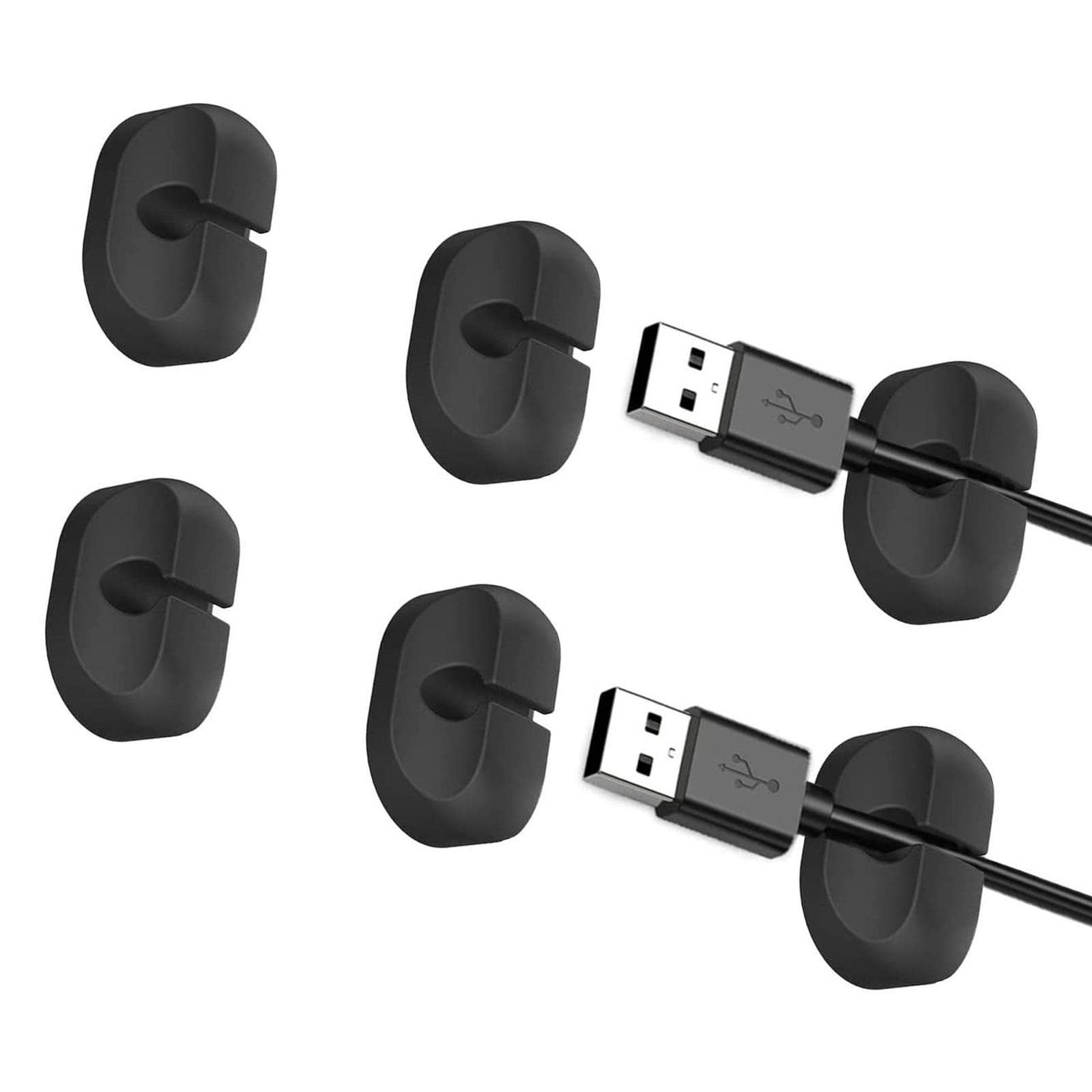 モブmobuケーブルクリップまとめ6個ブラック パチっと挟んでもう絡まない、使い方超簡単！ケーブルクリップ