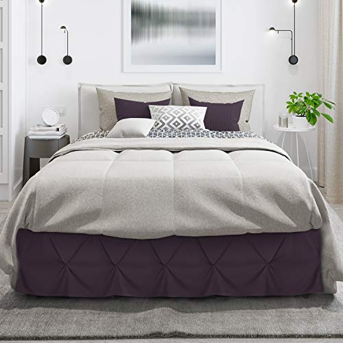 Image of Nestl Purple Bed Skirt Cal King Size, Pinch Pleat Cal King Bed Skirt, 14 inch Inch Drop Cal King Bedskirt, Hotel Quality Purple Bed Skirts, Microfiber Bedskirt for Cal King Bed, Purple Cal King Bed Skirt