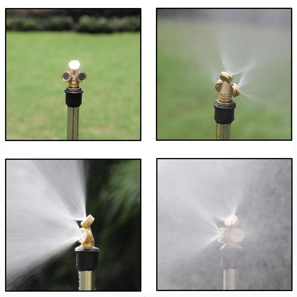 SagaSave Sprühdüsen mit 3 Löchern, Messing-Sprühdüse, Gartensprinkler, Bewässerung, Wasseranschluss für Gärten, Gewächshäuser, Landschaftsbau, 4 Stück