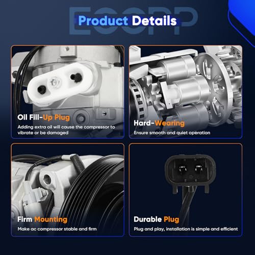 Image of ECCPP AC Compressor 2008-2026 for Freightliner Cascadia 12.8L 14.8L 14.9L | 2009-2015 for Western Star 4900EX L6 14.8L Fast Cooling AC Compressor with Clutch