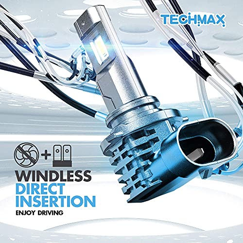 Techmax 9005 Led Headlight Bulbs, Windless Direct Insertion 12000Lm 60W 6500K Xenon White Hb3 Halogen Replacement, Pack Of 2 #TOP6