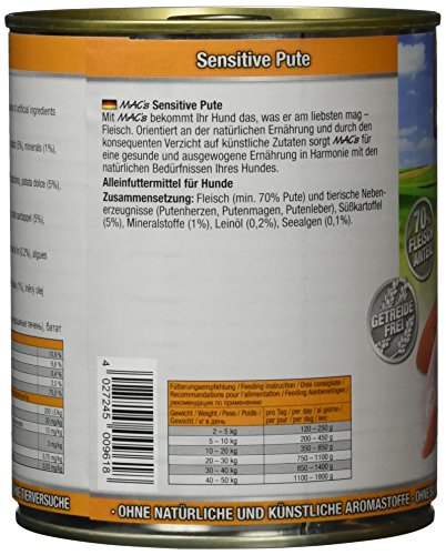 Mac's Mono Sensitive Pute, 6er Pack (6 x 800 g)