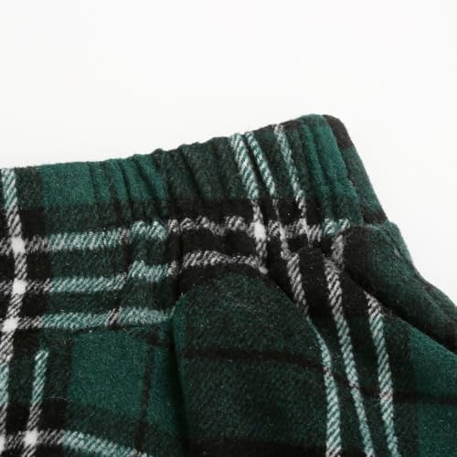 Image of IDEALSANXUN Women's Fall Winter High Waisted Wool Plaid A-line Long Skirt