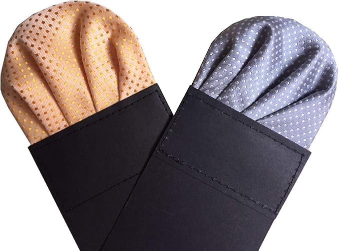 Men's PreFolded Pocket Squares On Card Assorted colors Polka dots Polyester Stain 2 Style 8 pieces
