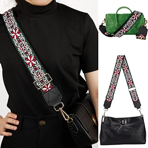 Image of BAKKO Purse Strap Replacement Top Grain Genuine Leather Ends Gold Metal Hardware 2 inch Wide Shoulder Strap for Crossbody Bags Handbags Messenger Duffel Bags Adjustable Length from 35 inch to 58 inch - Mandala