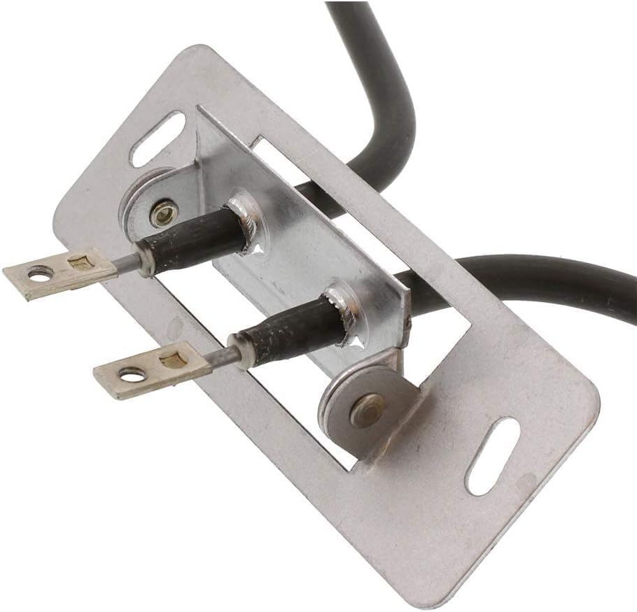 Close-up of baking element terminals and mounting bracket