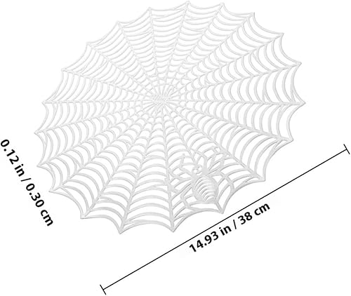 Miniatura 4 de NOLITOY 4 manteles individuales de telaraña plateados, manteles individuales de telaraña de Halloween, manteles individuales de telaraña, posavasos