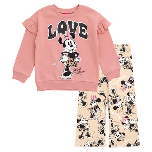 Image of Disney Minnie Mouse Girls' Fleece Sweatshirt and Flare Pant Set for Baby & Kids