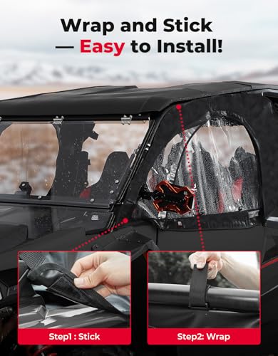 KEMIMOTO 2024 2025 XP 1000 Soft Cab Enclosure with YKK Zipper Compatible with 2024 2025 Polaris RZR XP 1000 2 Side Upper Door Window Water-resistant Cab Enclosure Kit Soft Upper Windshield Accessories