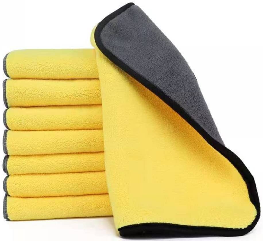 Image of Auto Hub Microfiber Cloth for Car - 600 GSM (40x40 CM) Car Cleaning Cloth, Thick Plush, Lint Free, Streak Free Microfiber Cloth for Bike & Car Washing & Drying Pack of 6-Yellow