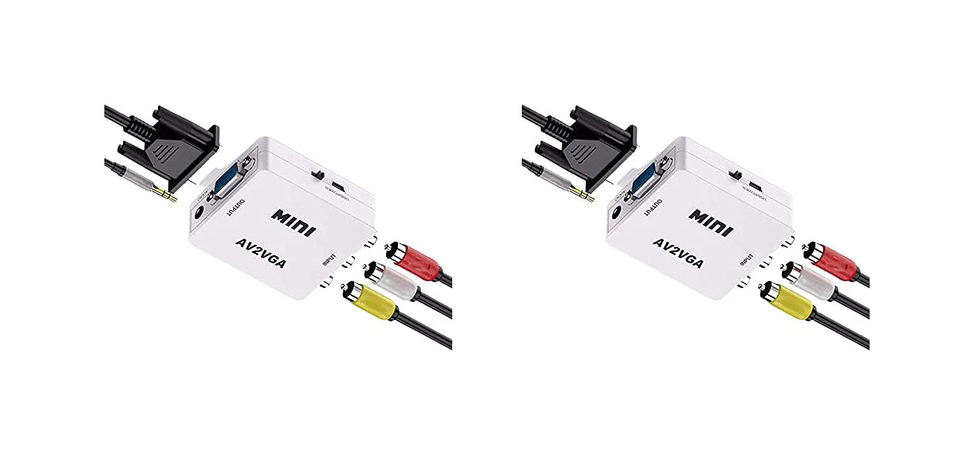 MICROWARE AV to VGA Video Converter AV (RCA) to VGA Video Converter with 3.5mm Audio to PC HDTV Converter - AV2VGA (Pack of 2)