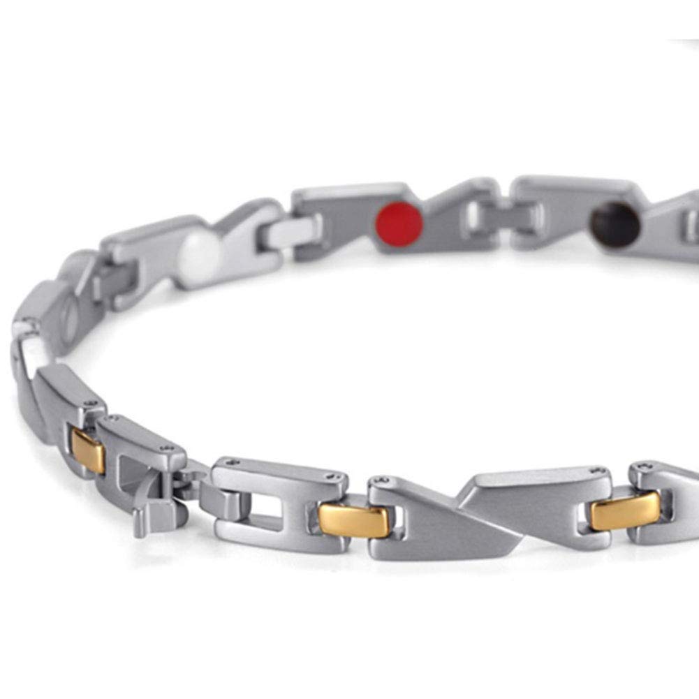 XINGYU Bracciale in Acciaio Inossidabile con Magnete Gioiello, Braccialetto in Lega di Titanio elettrolitico in Fibra di Carbonio Elemento Quattro in Uno Bracciale, Gold