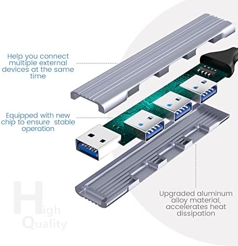 USB Hub, USB Splitter 4-Port USB 3.0 and 2.0 Adapter Ultra Slim USB Hubs for laptop, MAC, PC, PS4, USB Flash Drives and Mobile HDD