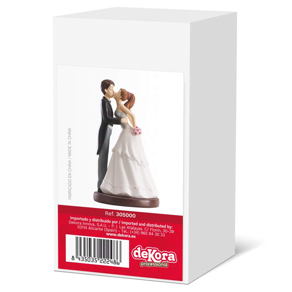 Image secondaire de Dekora- Figurine Gateau Mariage Couple Marié s'Embrassant, 305000, Blanc 16cm