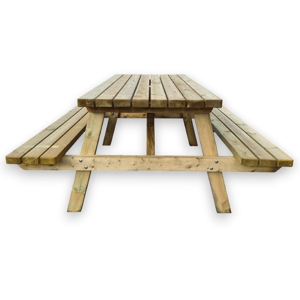 SUNWOOD Table pique-nique en bois professionnel, épaisseur 44 mm, 180 x 165 cm, pin de Suède imprégné de classe IV, mobilier urbain et jardin, robustesse maximale, 100 % fabriqué en Italie