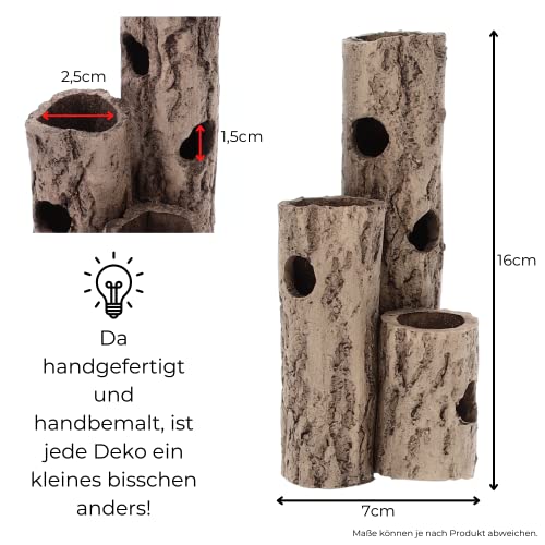 GarPet Aquariumdeko Garnelenstamm 3er Aquarium Deko Garnelen Garnelenhöhle Garnelenröhre Krebshöhle Welsröhre Ablaichröhre