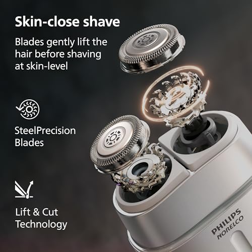 Image of Philips Norelco Shaver 600 Series - Compact Electric Shaver, Lift & Cut System, SteelPrecision Blades, 4D Flex Heads, Wet & Dry Shave, Travel Case, Model S693 /94