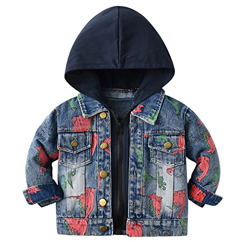 Amur Leopard Jungen Jeansjacke Übergangsjacke Mädchen Kindermantel Jeansmantel mit Kapuze Reißverschluss Langarmjacke, Schwarze Kapuze B, 134-140 (Etikettgröße: 140)
