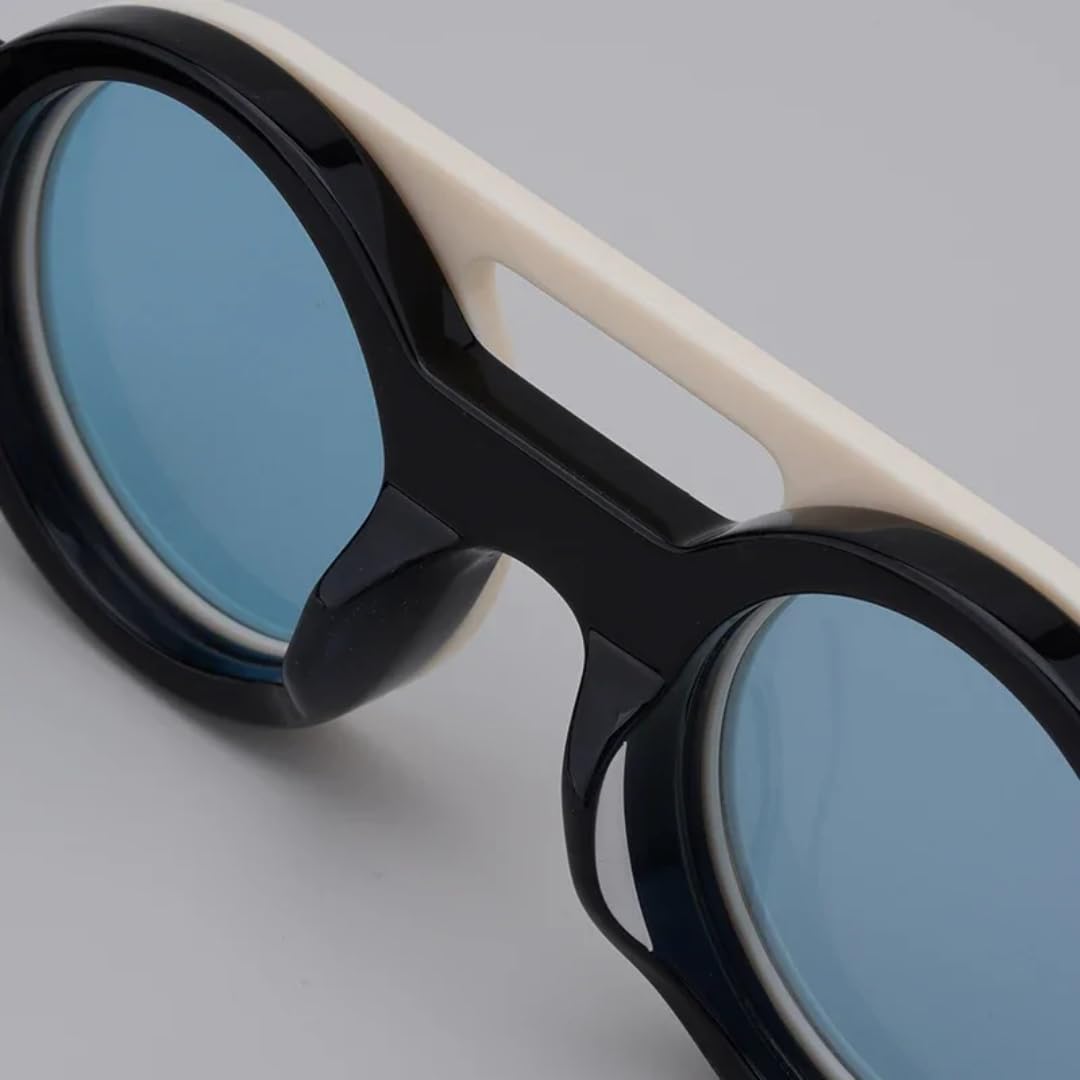Gafas de sol redondas de acetato con clip, diseño de moda hecho a mano, para mujer y hombre, moda para exteriores, protección UV400, estilo vintage.