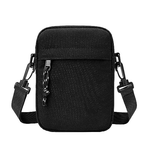 Long Keeper Umhängetasche Herren Damen - Schultertasche Klein Tasche Herren Handy Geldbörse Umhängetasche Messenger Bag, Wasserdichte Crossbag Handtasche Unisex (Solides Schwarz)