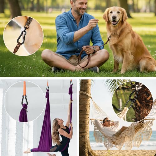 Image of sprookber Stainless Steel Spring Snap Hook Carabiner - 304 Stainless Steel Caribeener Clips, Set of 6