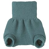 EcoAble Merino Wool Diaper Cover – Organic Overnight Knit Cover | Breathable Natural Fiber | Ideal for Fitted Cloth Diapers (EU86-92, Eucalyptus)