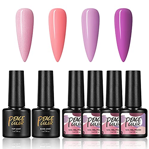 4PCS Kit de esmalte de uñas semiPermanentte con capa superior y base Conjunto de esmalte de uñas de gel rojo Soak Off UV LED Light Cover
