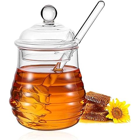RICHSUM 235ml Portable Honey Pot with Dipper Cover