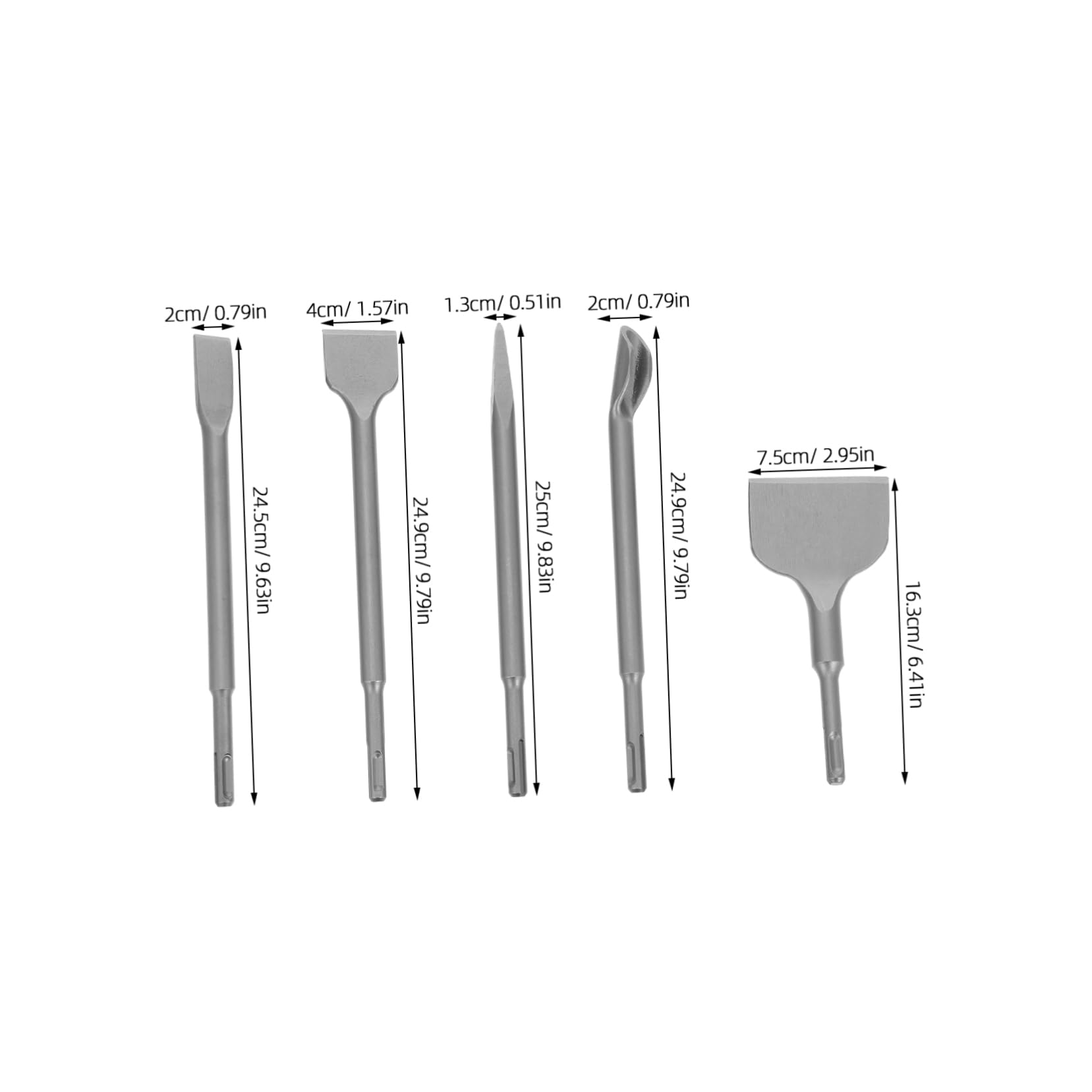 Set di Scalpelli da Muratura 5 Pezzi per Mattoni e Calcestruzzo | Acciaio al Cromo, Design Compatto, per Cantieri e Ristrutturazioni Domestiche