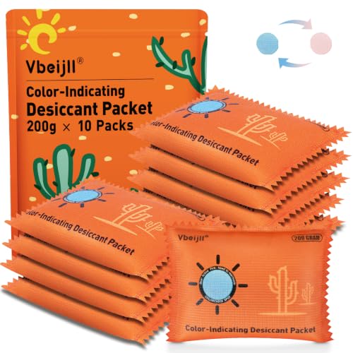 200 Gram (10 Pack) Color-Indicating Desiccant Packs for Storage
