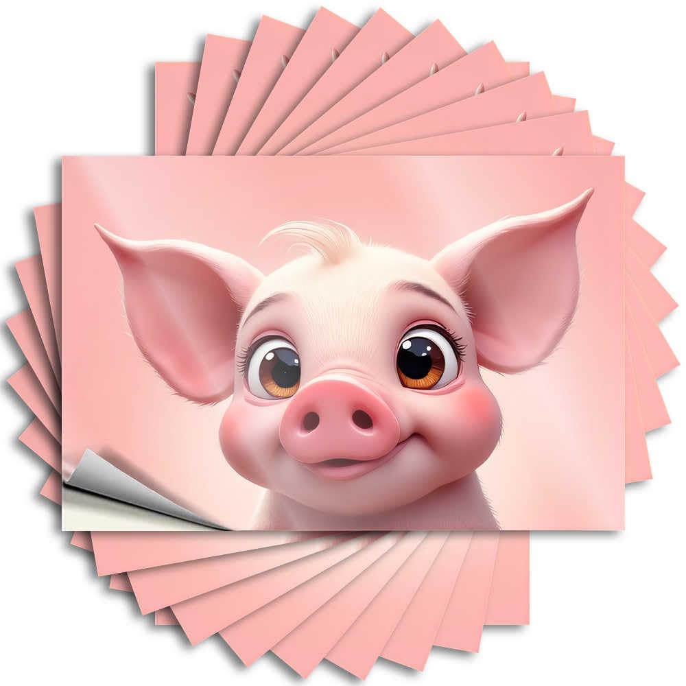 Abipuir - Cute Pig Tool Sticker with Big Brown Eyes, 10 Pcs Men Cave Bar Stickers for Cars (6 x 9 cm)