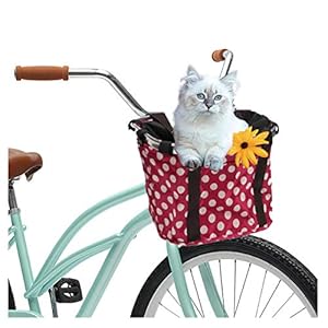 XUNXING-Bike-Front-Baskets-for-Women-Small-Pet-Cat-Dog-Carrier-Bicycle-Handlebar-Front-Basket-Folding-Detachable-Removable-Easy-Install-Quick-Released-Picnic-Shopping-Bag-Bearing-30lbs Bike Front Baskets for Women