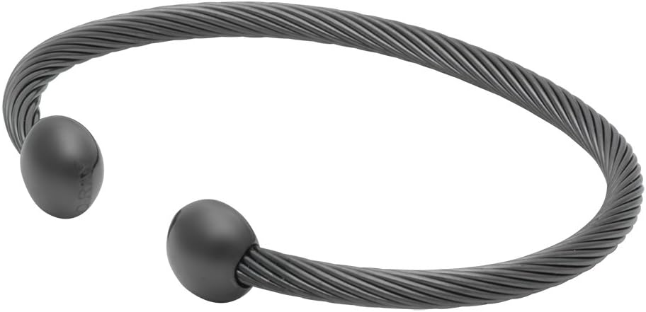 QRAY Gun Metal Deluxe Golf Athletic Bracelet Men Women C-Shaped Health Wellness Bracelet