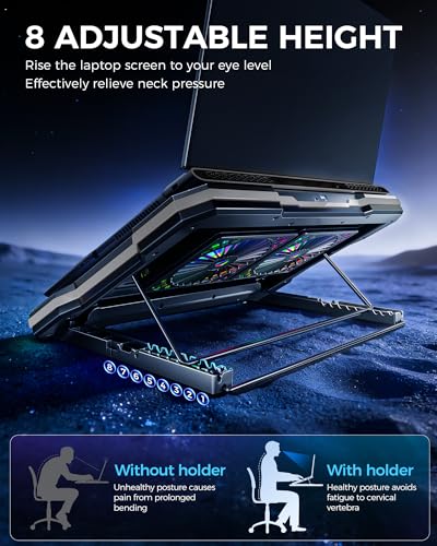 Image of ChillCore 2 Detachable Fans RGB Gaming Laptop Cooling Pad, Rapid Cooling for 15.6-19.3 inch Laptops, Variable Speed Control, 8 Adjustable Heights - K6 RGB