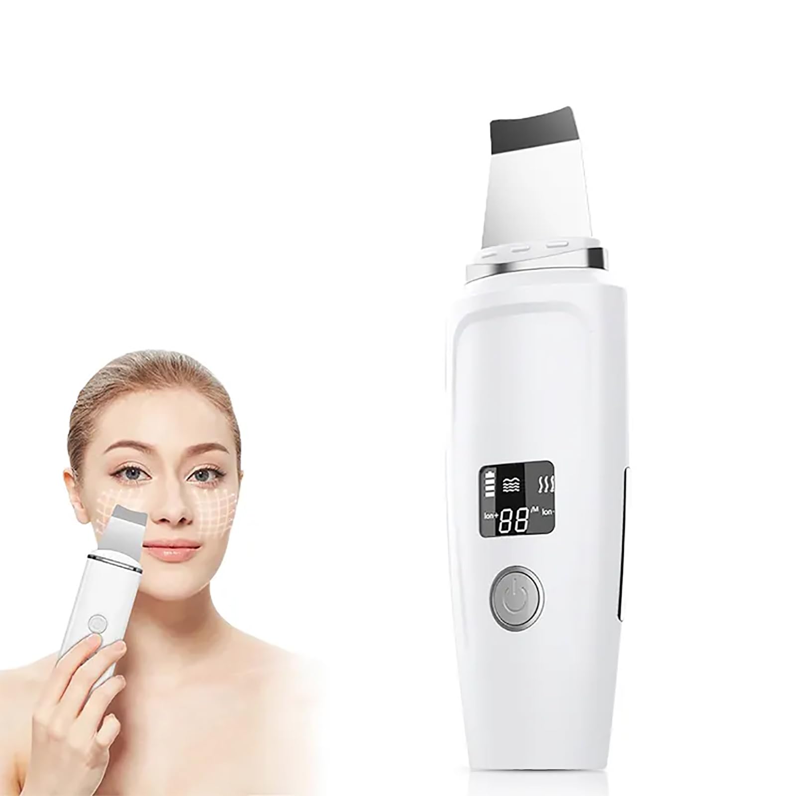 Peeling Ultradźwiękowy, Peeling Do Skóry Twarzy Z Wyświetlaczem LED, 3 Funkcje Ogrzewania I 4 Regulowane Tryby Czyszczenia, Wibracje O Wysokiej Częstotliwości 24000 Razy Na Minutę, Do Domu