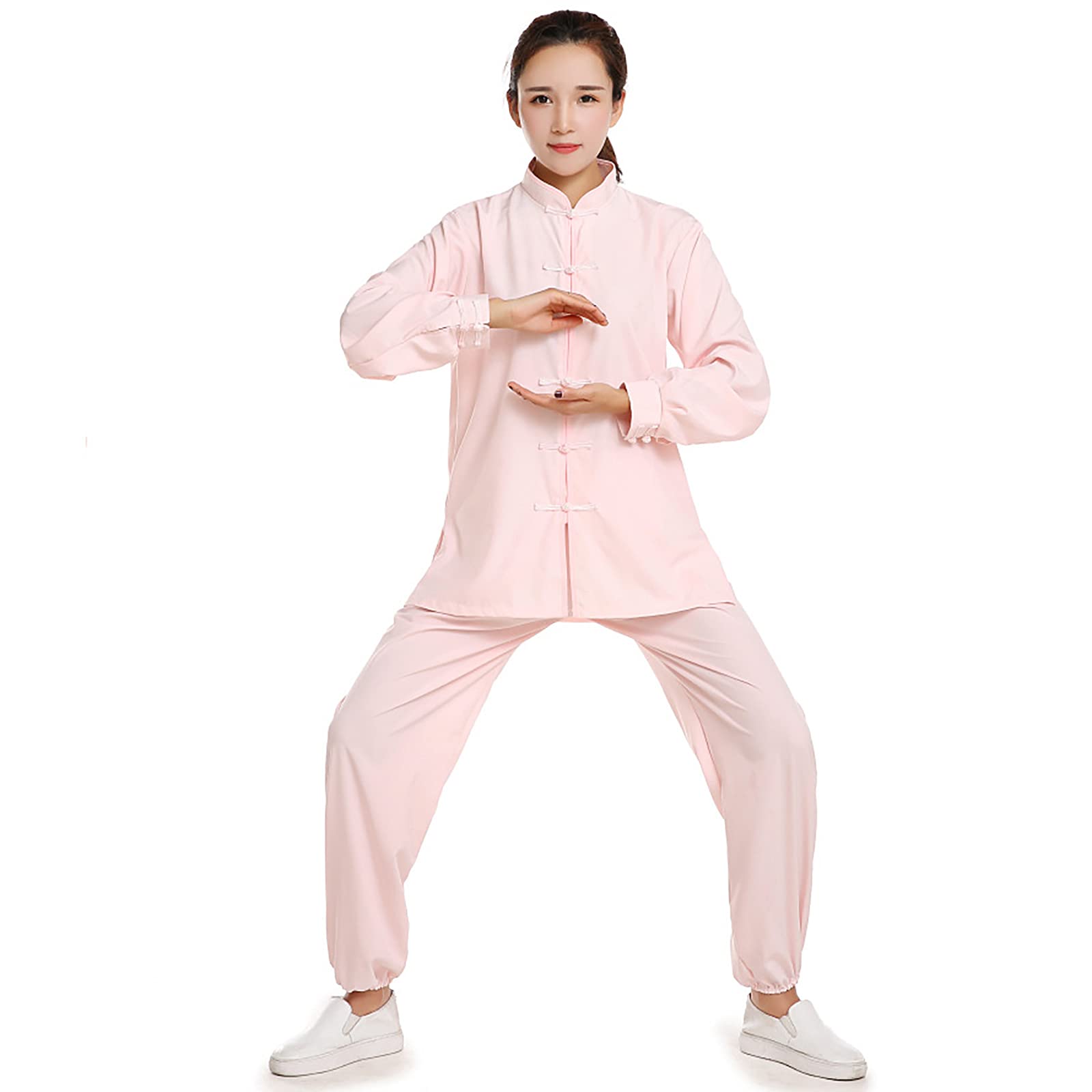 Damskie chińskie tradycyjne Wing Chun Kung Fu Taekwondo odzież treningowa mundury do Tai Chi i Wing Chun mundury do Tai Chi i Wing Chun, różowy, XXL