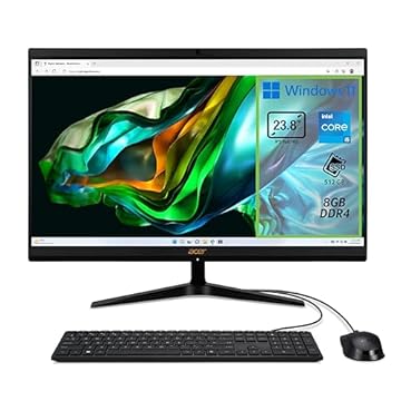 Acer Aspire C24-1800 Computer Fisso All in One, Pc Desktop, Processore Intel Core i5-12450H, Ram 8 GB DDR4, 512 GB SSD, Display 23.8" IPS FHD LED LCD, Intel UHD, Wifi, Webcam, Windows 11 Home