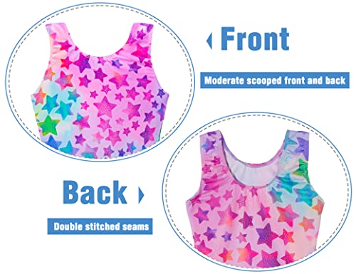 Tenvda Girls Gymnastics Leotards Size 5-6 Years Hotpink Stars Sparkly Classic One-Piece Sleeveless Kids Biketard Unitard thumb #2
