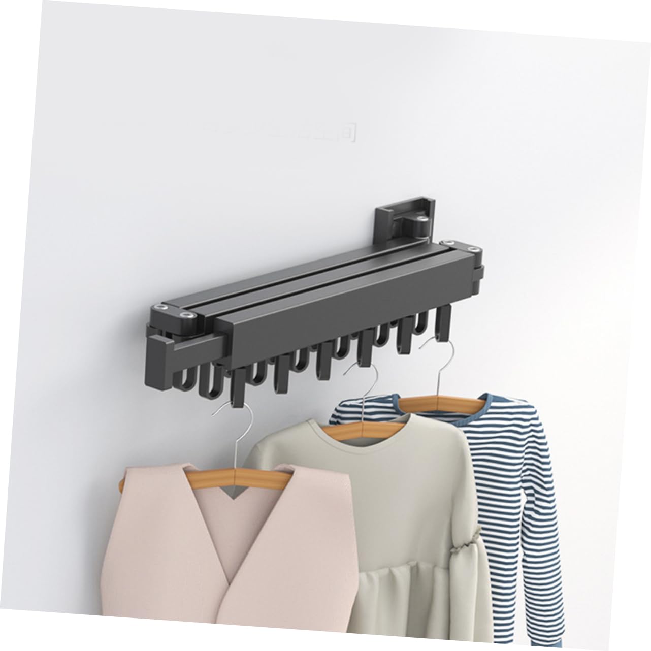 CHILDWEET 1 Set Folding Drying Rack Hangers Foldable Clothesline Hanging Drying Rack Clothing Coat Hanger Clothing Drying Rack Airer Clothes Hanger Over Clothes Dryer Black Aluminum Alloy
