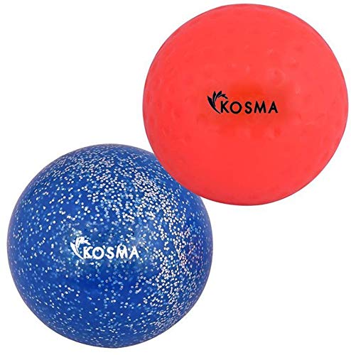Kosma Lot de 2 balles de hockey en PVC pour sports de plein air (Orange Dimple, bleu pailleté)