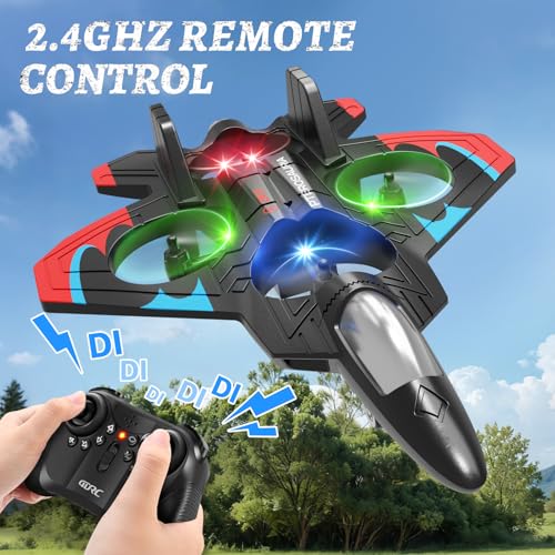 Image of Foam Remote Control Airplanes with 3 Batteries, RC Planes for Kids Adults 8-16, RC Airplane Fighter Jet with Light, 360 Flip Fighter Jet Toys, Stunt Roll, Airplane Toy Gifts for Kids Boys