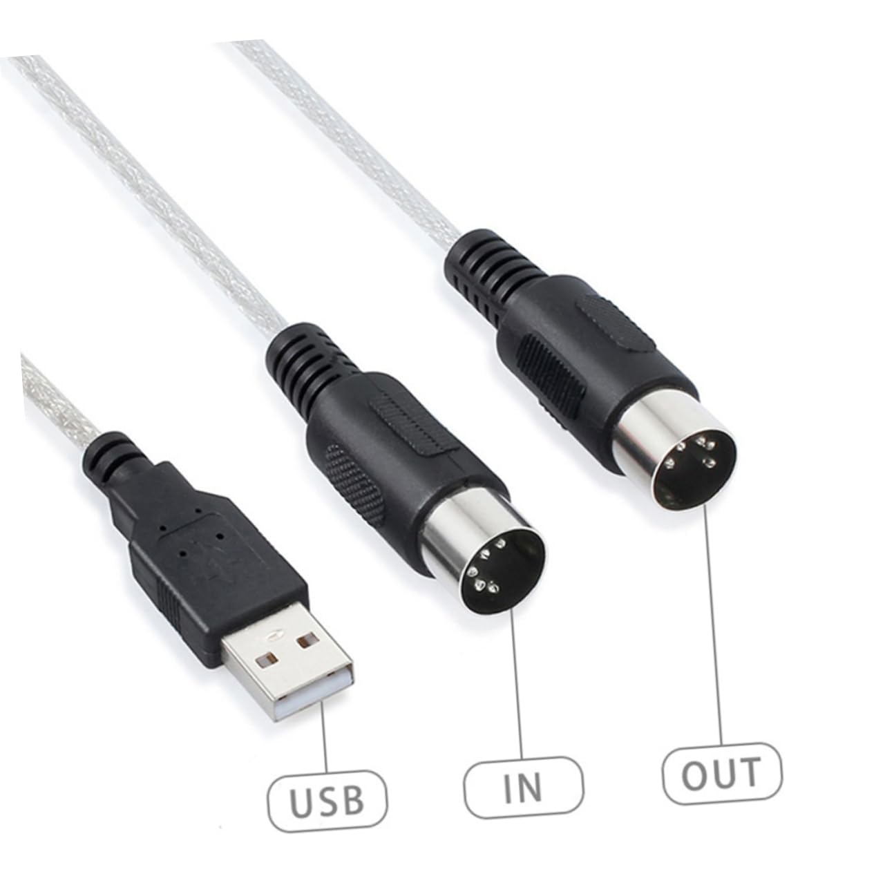 Mikinona Midi Cable to Music Editing Cord Keyboard Connector Adapter for Electronic Instruments Compatible Built Driver for Easy Setup