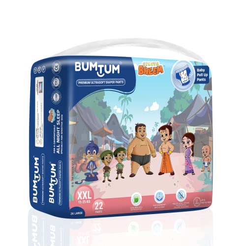 Image of Bumtum Chota Bheem XXL Baby Diaper Pants, 22 Count, Leakage Protection Infused With Aloe Vera, Cottony Soft High Absorb Technology (Pack of 3)
