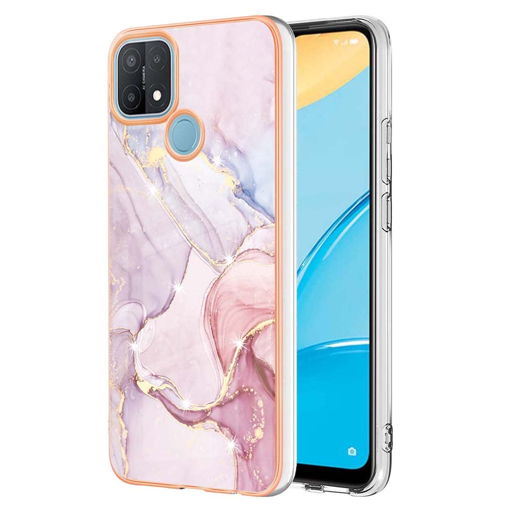 Brillante Custodia per OPPO A15s, Glamour Effetto Glitter per OPPO A15 Cover Trasparente Silicone Sottile Leggero Morbida Elegante Case Regalo per Donne (Rosa