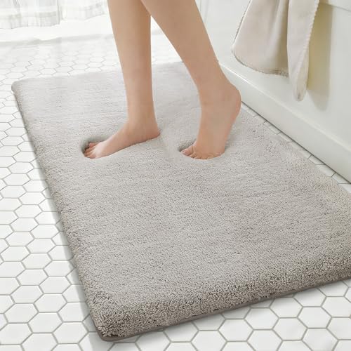 MINIDEAR Bathroom Rugs 60x24 Tan - Thick Memory Foam Bath Mat, Ultra Soft & Plush Fluffy, Non-Slip, Quick Dry, Absorbent Washable Floor Microfiber Mat for Tub, Home Decor Accessories