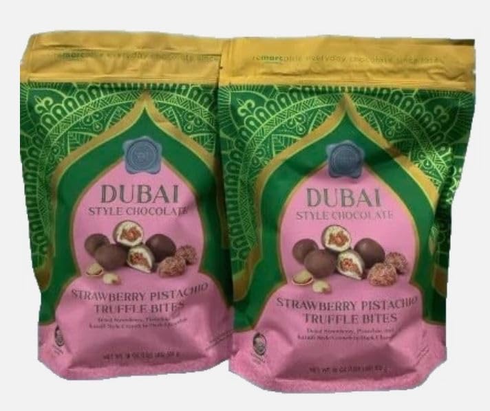 2-Pack Dubai Style Chocolate Strawberry Pistachio Truffle Bites, 18 oz (Pack of 2)