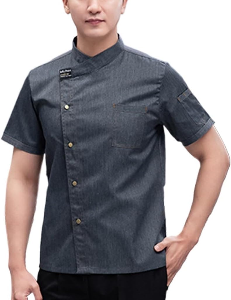 Short Sleeves Coat Jacket Uniform Classic Chef Coat Restaurant Kitchen Cooking Work Clothes for Women, Men