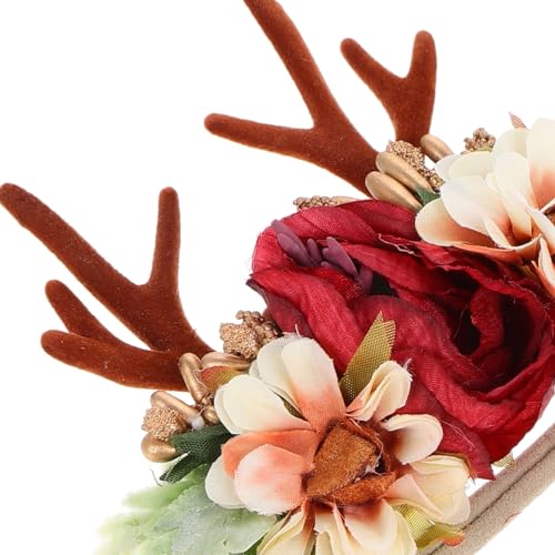 Lurrose 2pcs Baby Girl Flowers Headbands Christmas Antlers Headband Photography Hair Accessories for Infants Newborn Toddler2