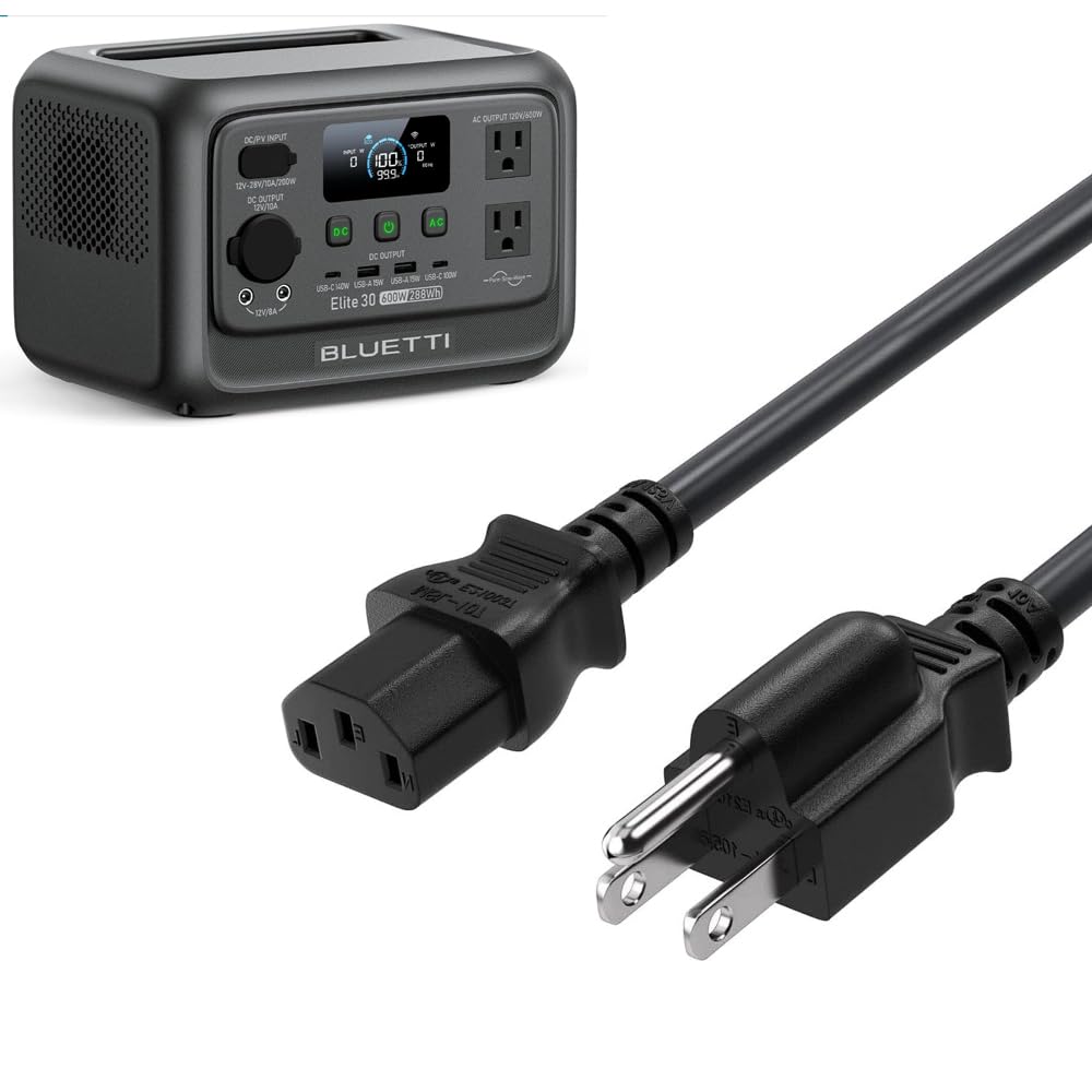 10FT 3M 14AWG Power Station Charger AC for Jackery Explorer 2000/1500/1000 Pro,EF ECOFLOW Delta Riverpro2,Bluetti EB3A Anker solix c1000 Cable Power Cord (10FT)